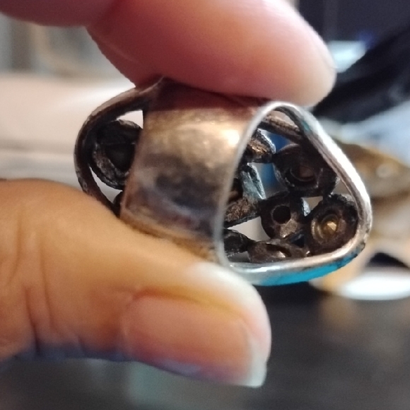 Loree Rodkin Love & Rock HSN Silver & Blue Gemstone Gothic Ring Size 7 Snug Fit - Picture 5 of 6